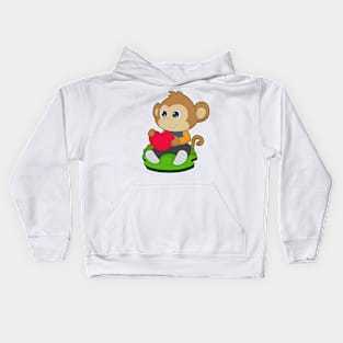 Monkey Heart Balloon Kids Hoodie